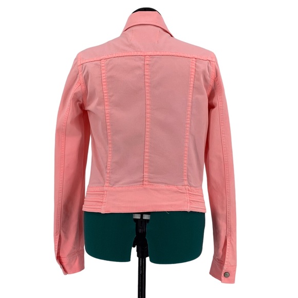 Zara TRF Premium Wash Salmon Pink Moto-Style Lightweight Denim Jacket, Small - Picture 9 of 16